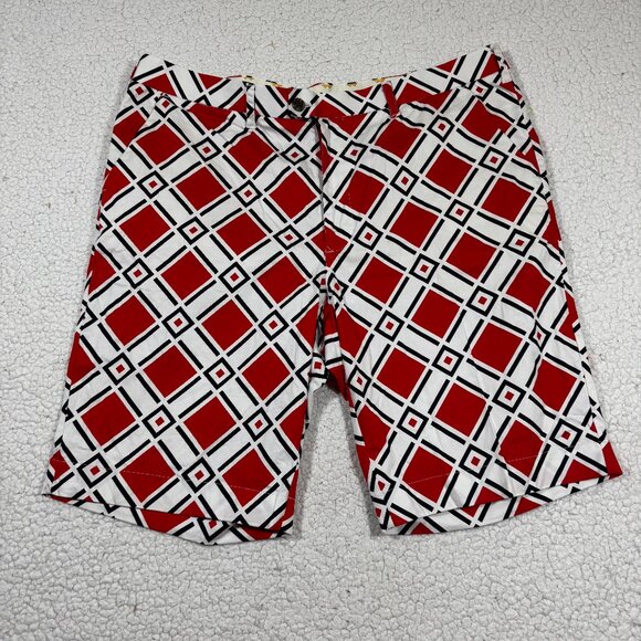 Loud Mouth Golf Shorts Mens 42 Red Argyle Geometric Loudmouth John Daly
